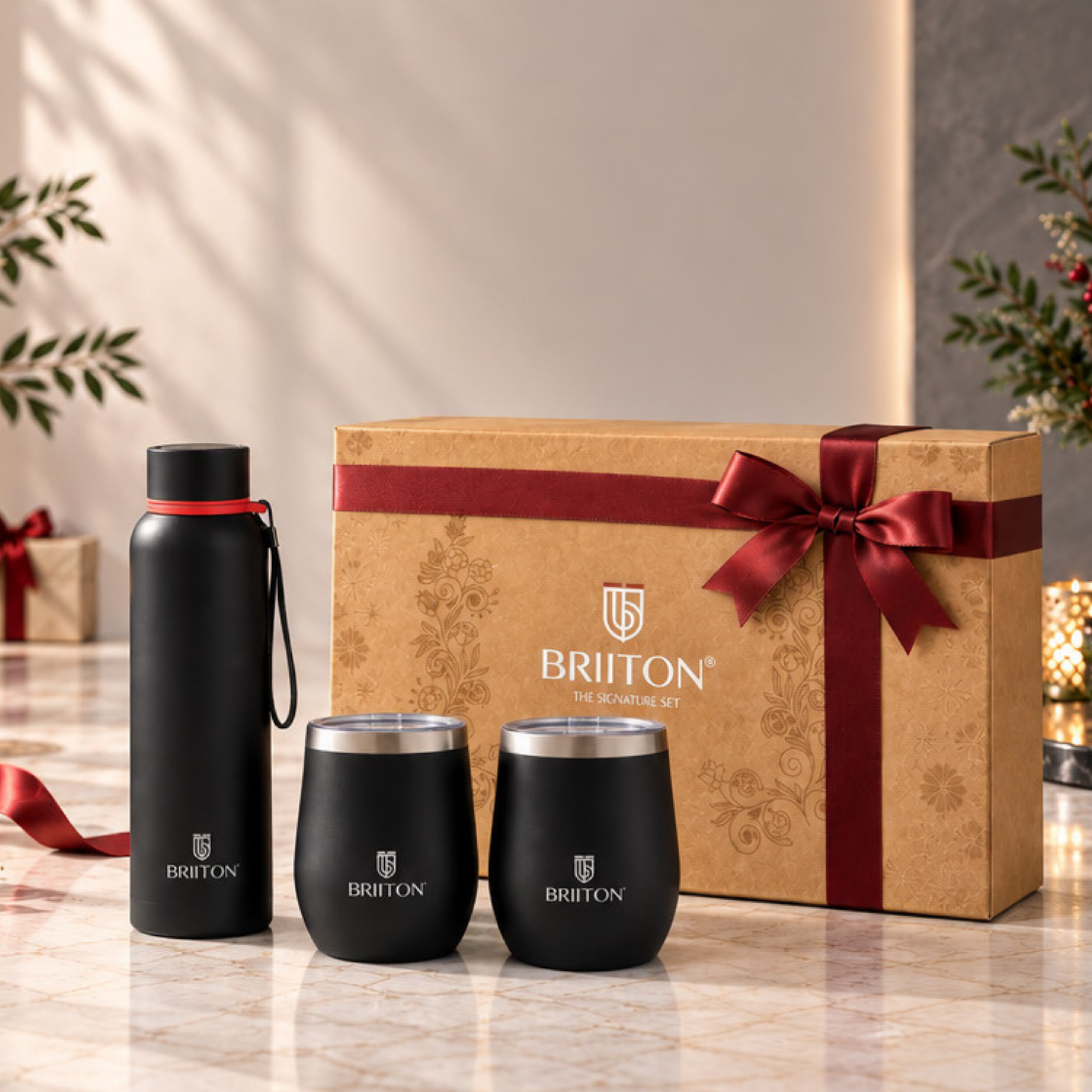 Briiton Gift Set 13 | Bottle & Cup Set | 3 Pieces