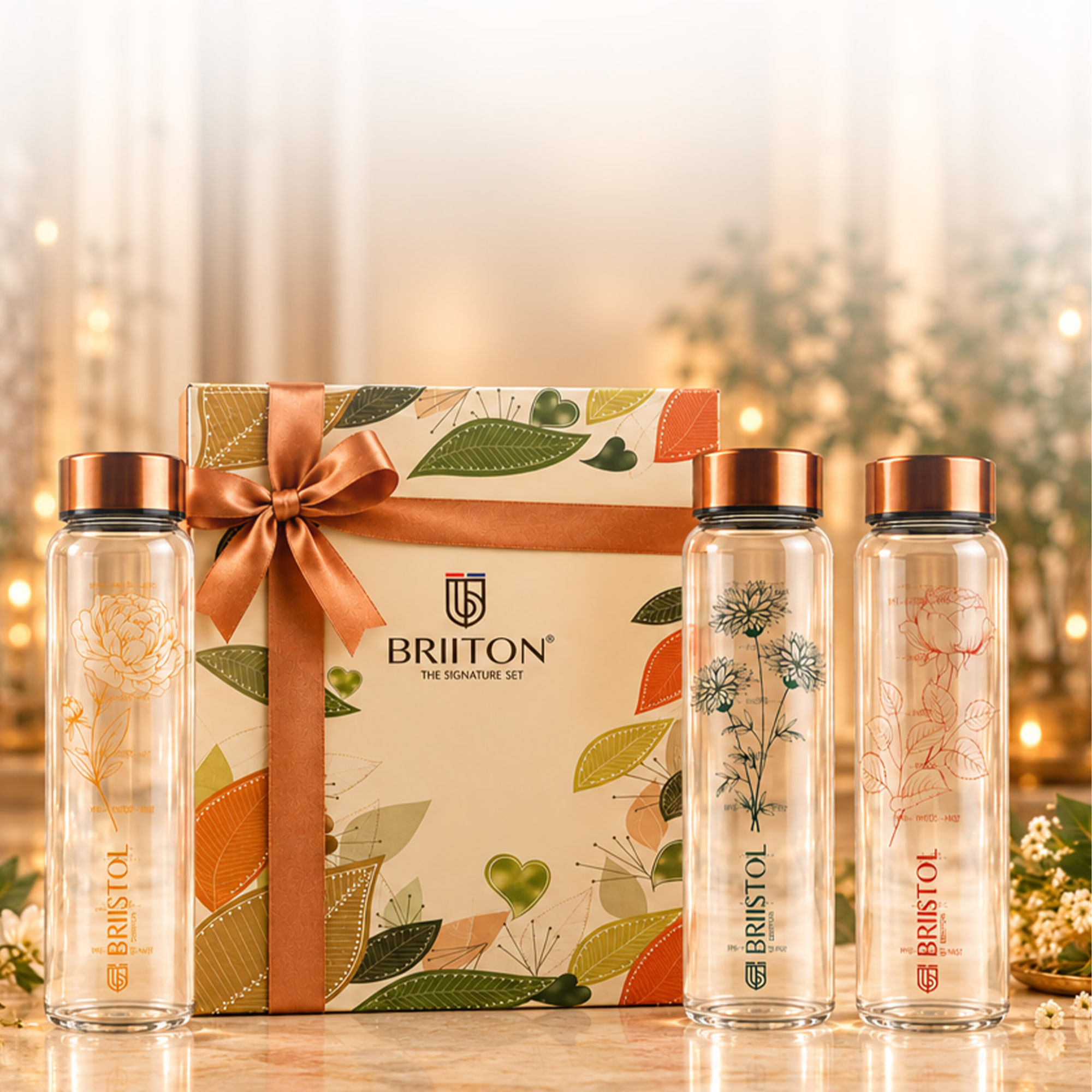Briiton Gift Set 23 | Glass Bottle Set | 3 Pieces