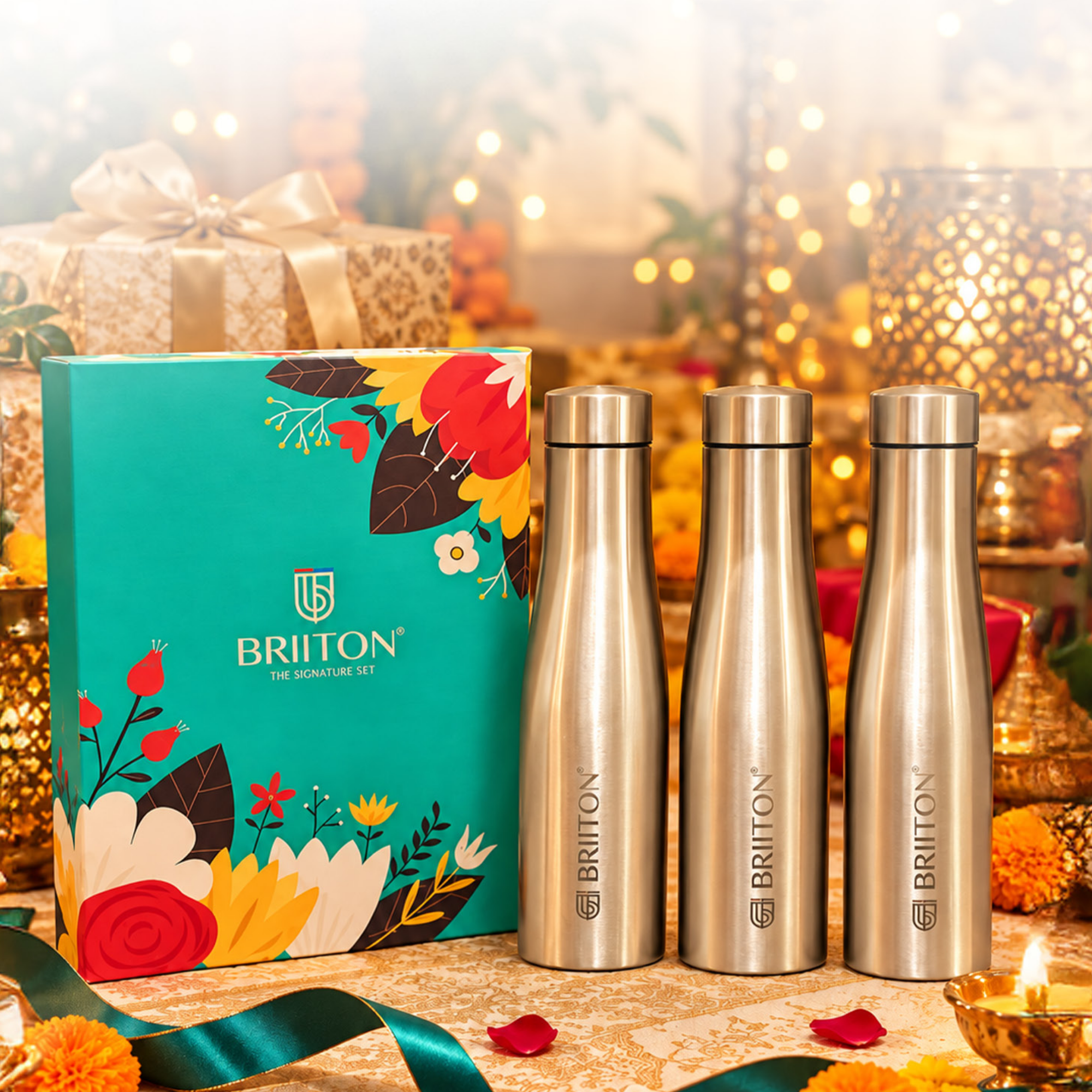 Briiton Gift Set 24 | Stainless Steel Bottle Set | 3 Pieces