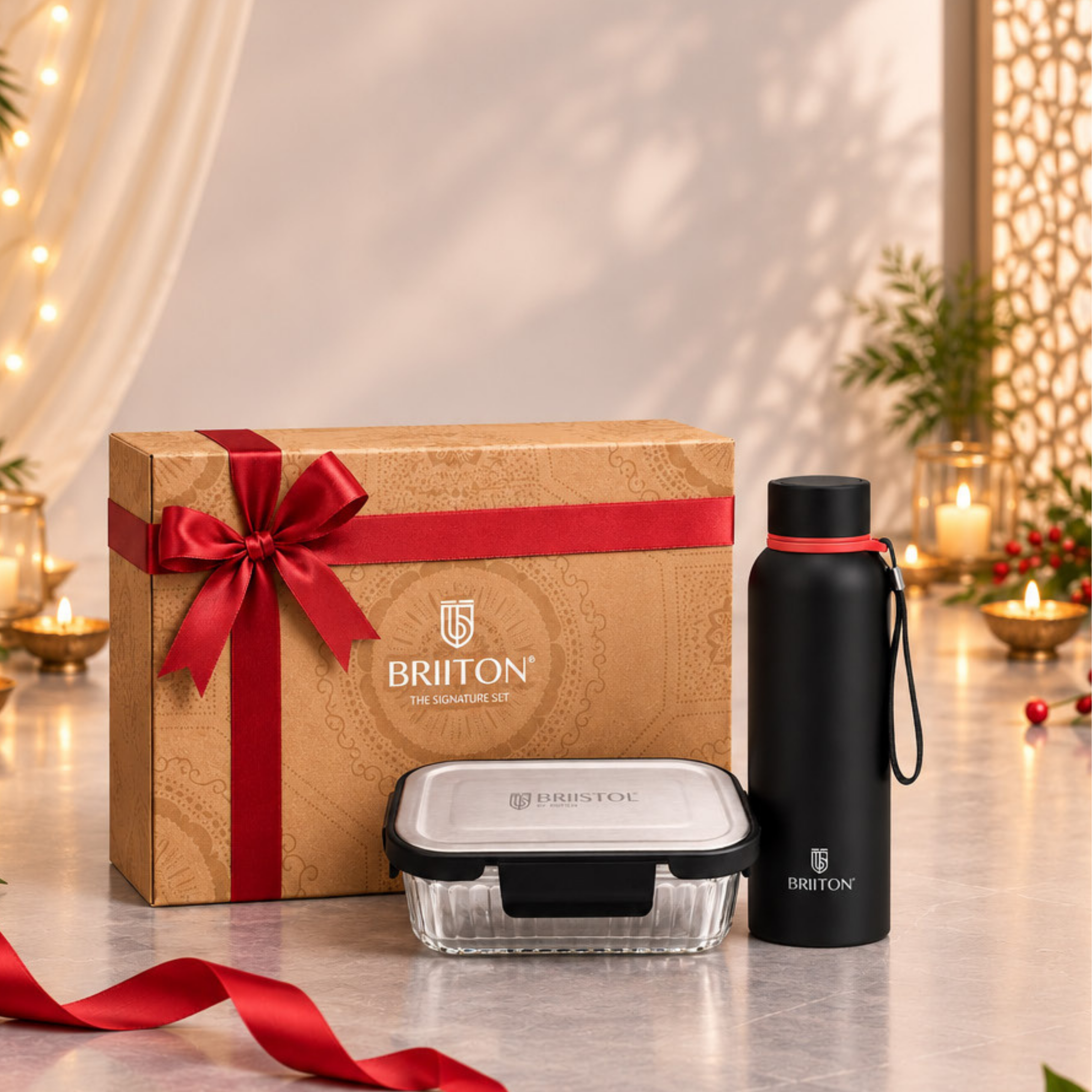 Briiton Gift Set 07 | Bottle & Lunch Box Set | 2 Pieces